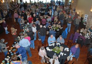 An overhead view of the crowd at Willow Creek Falls for Bowls of Hope.
